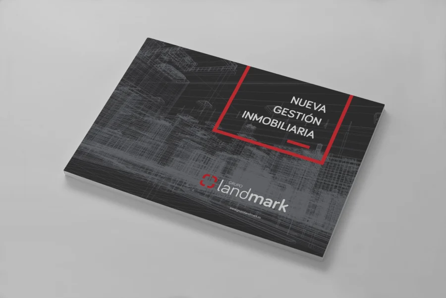 Landmark, carpeta inmobiliaria, diseño editorial