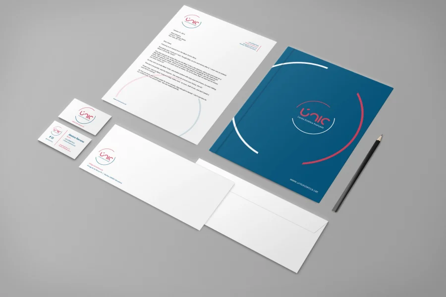UNIC, papelería, identidad corporativa